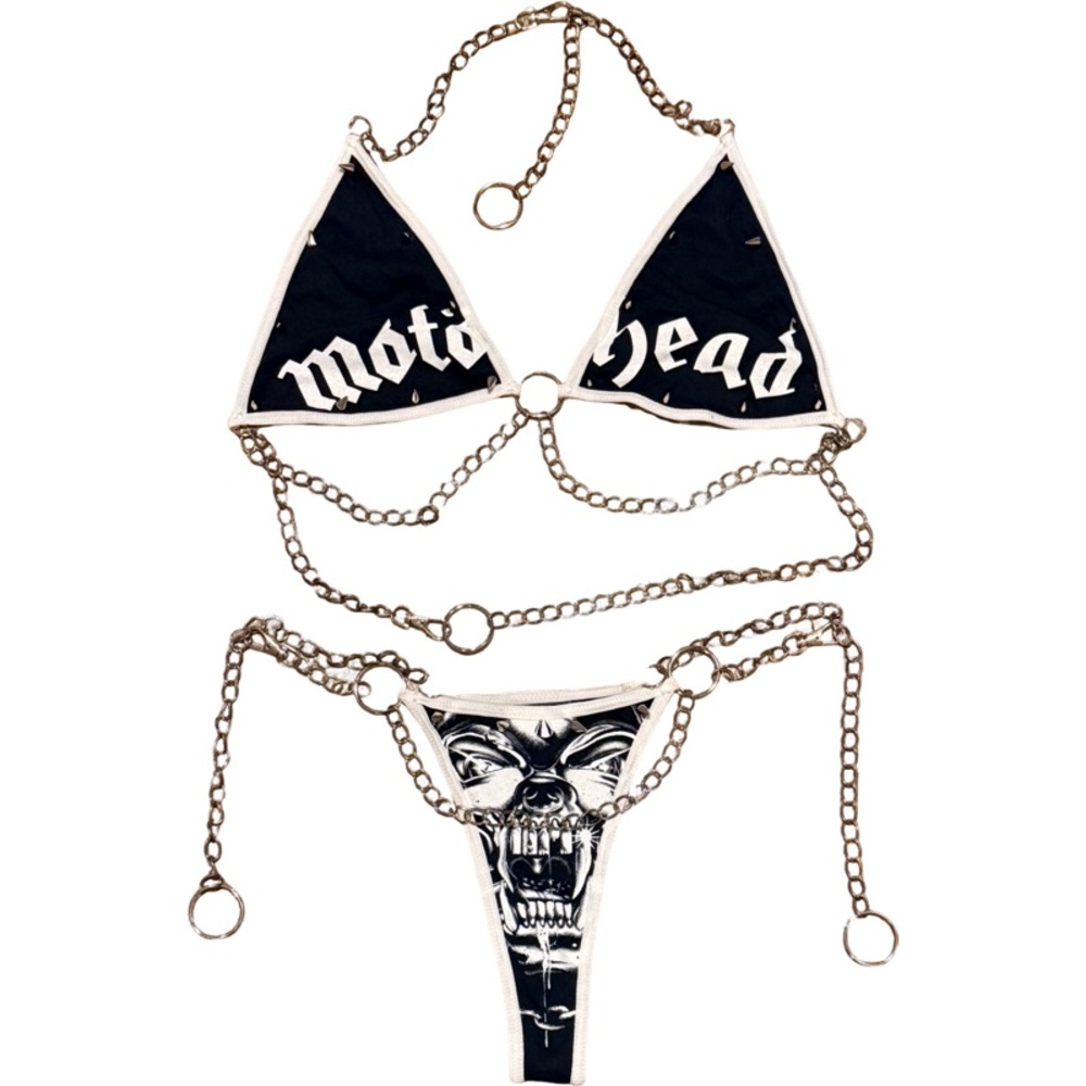 Motörhead Black and White Bikini with Chains